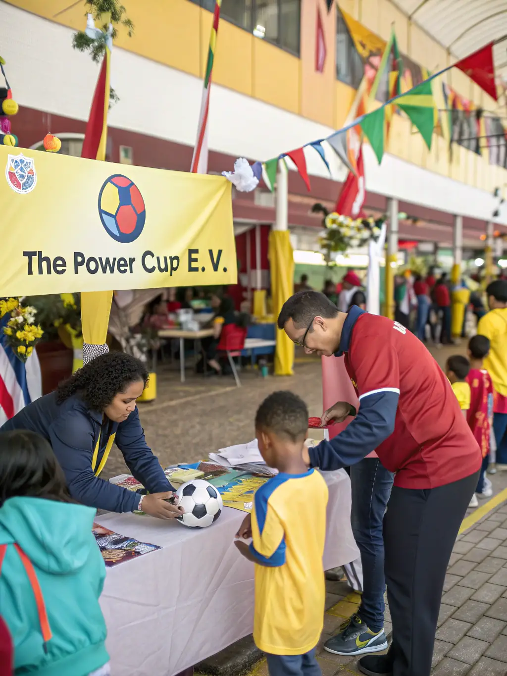 A group photo of FOOTBALL CLUB DE L'ARTENSE volunteers and community members participating in a club-organized community event, highlighting the club's commitment to social engagement.